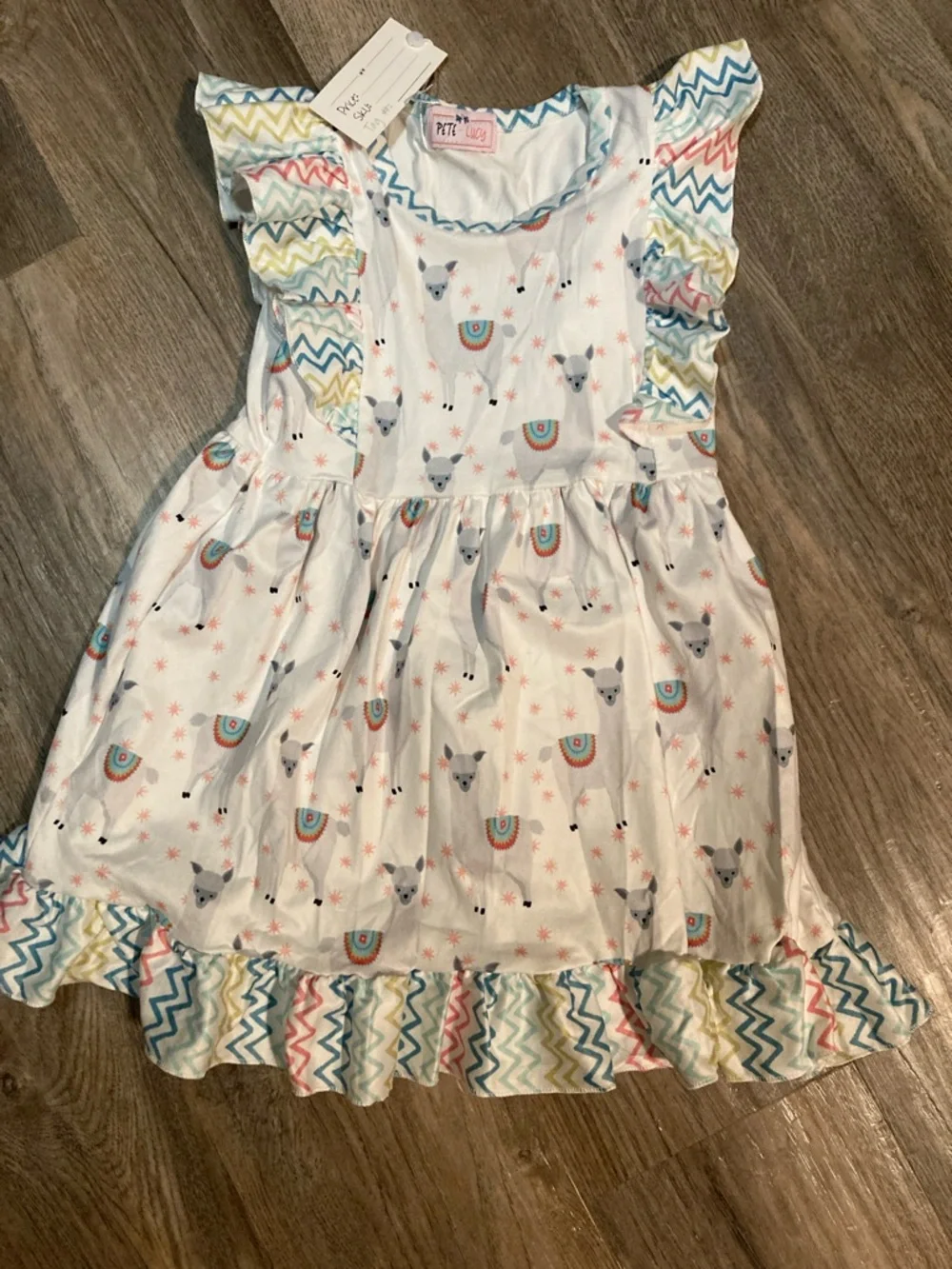 Pete + Lucy Flutter Sleeve Dress Llamas - Picture 1 of 4